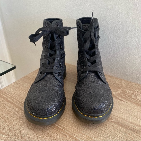 Dr Martens Black Chunky Glitter 1460 Farrah Lace Up Boots Women’s 11, EU 43 - Picture 10 of 13